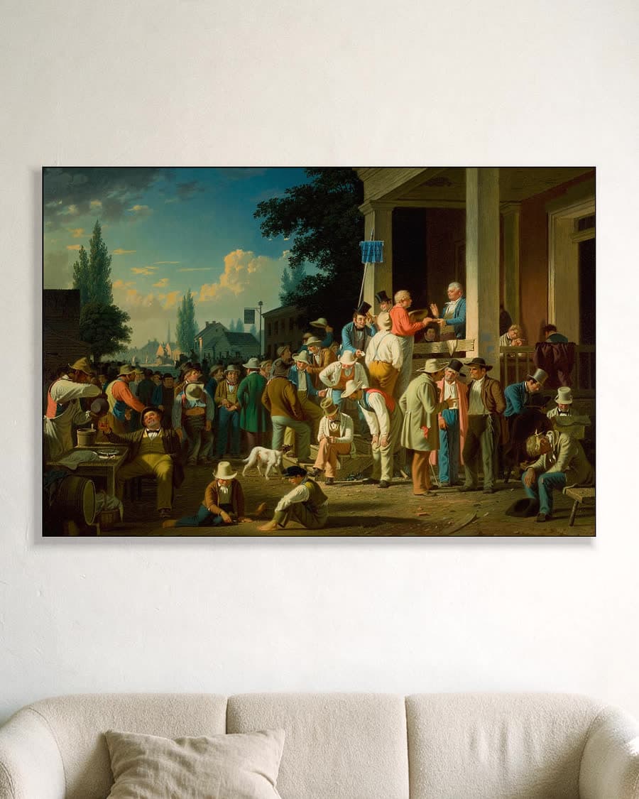 De districtsverkiezing in een aluminium frame aan dezelfde muur