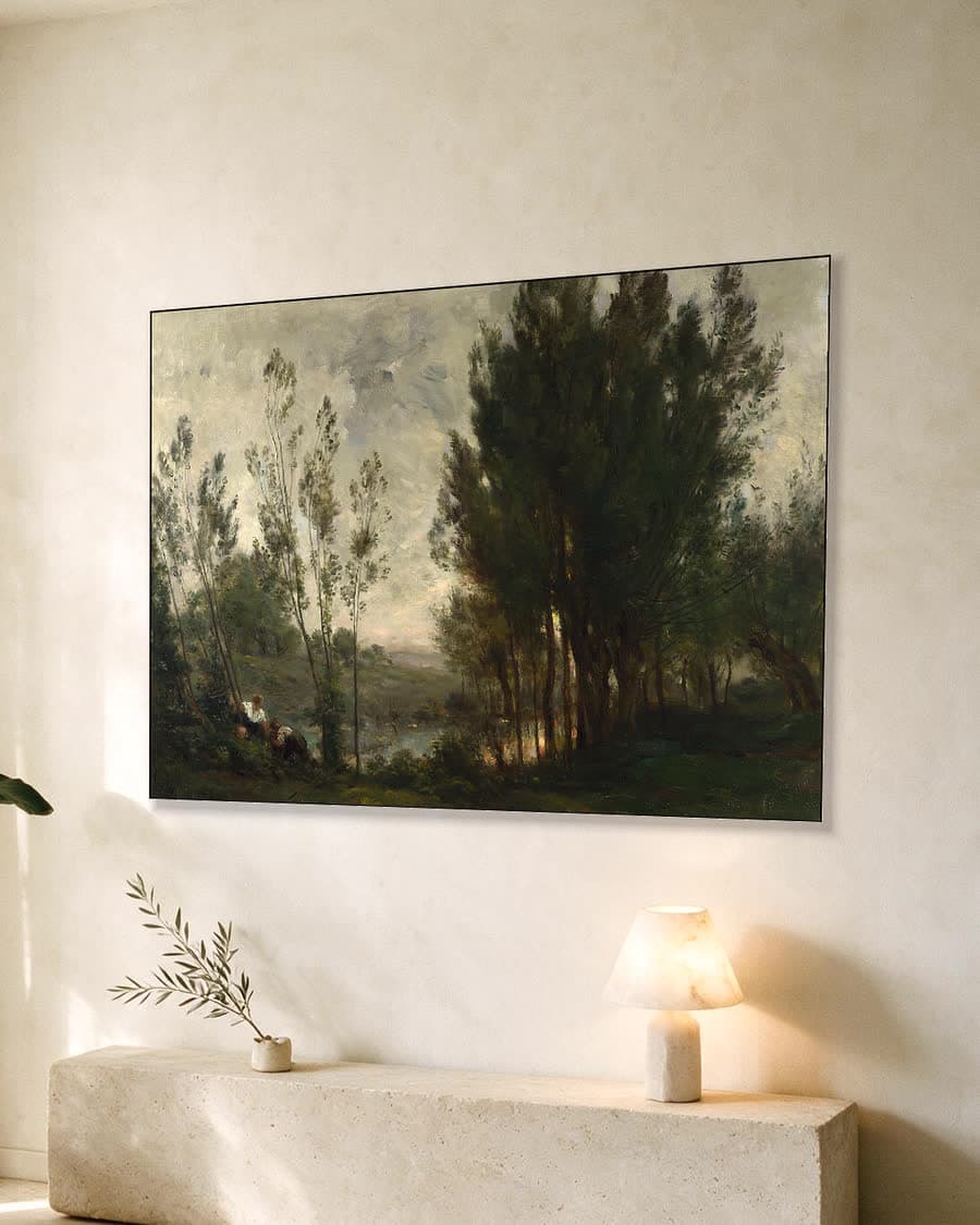 Schemering aan de waterkant in een aluminium frame aan dezelfde muur