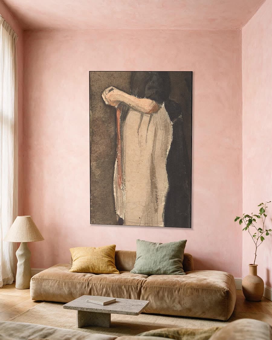 Scheveningse vrouw in een aluminium frame aan dezelfde muur