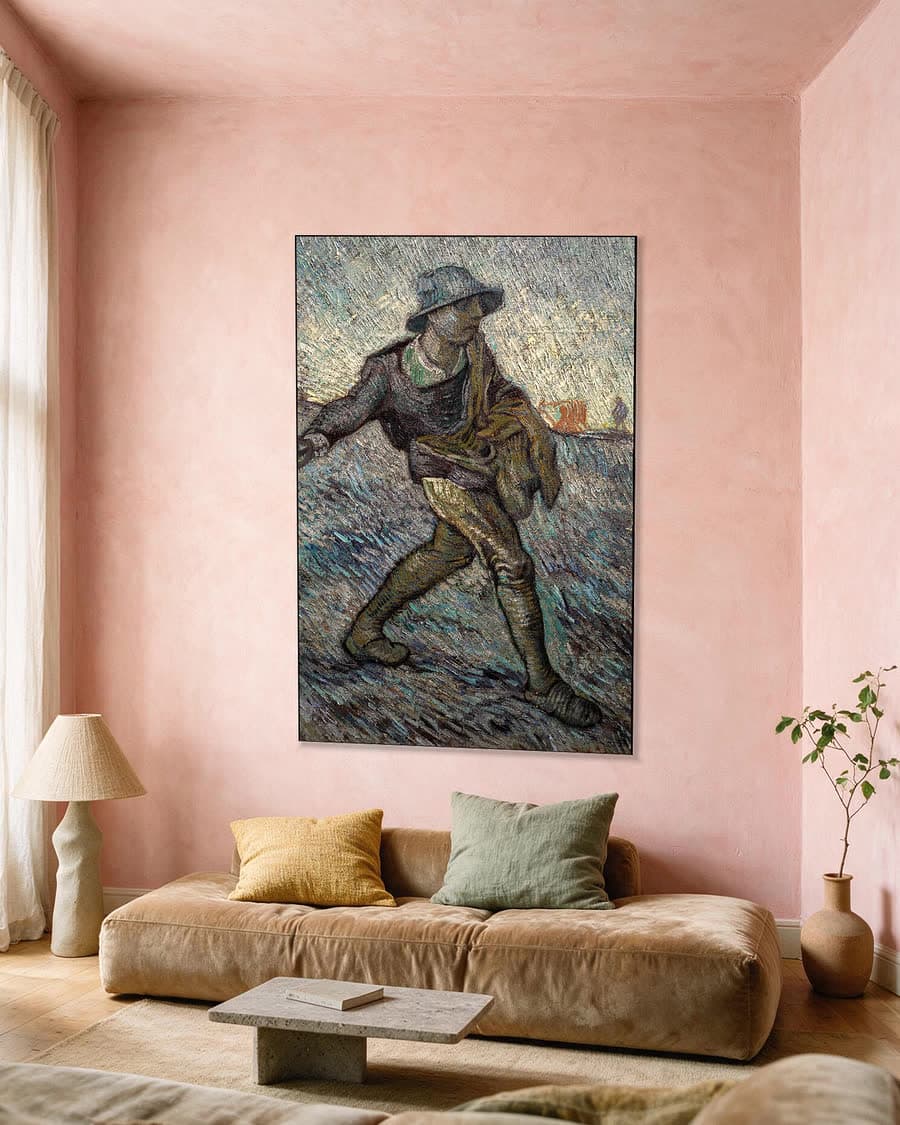 De zaaier in een aluminium frame aan dezelfde muur