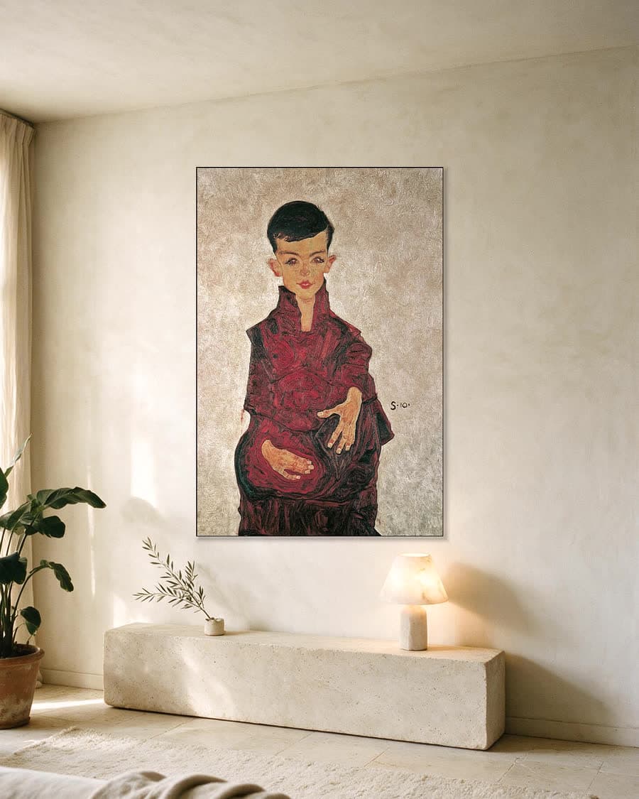 Portret van Herbert Reiner in een aluminium frame aan dezelfde muur