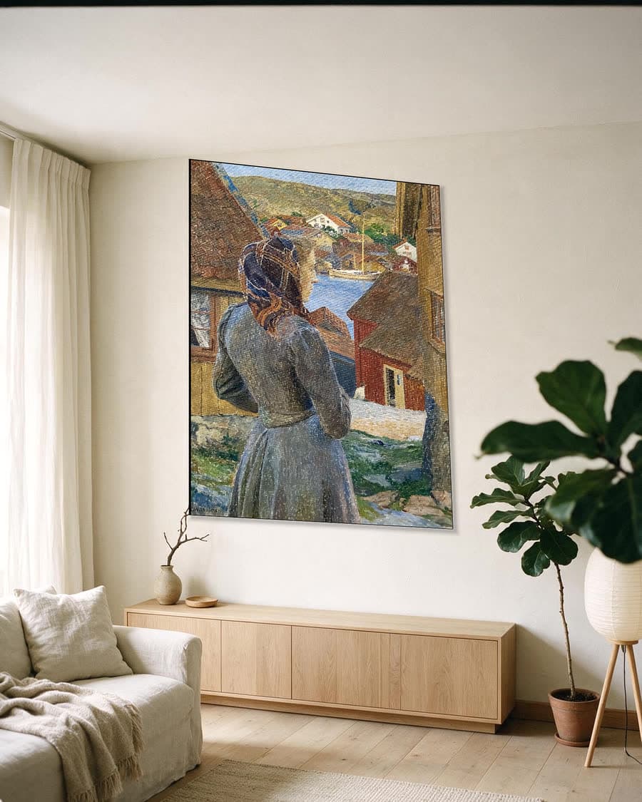 Avondschemering in Bohuslän in een aluminium frame aan dezelfde muur