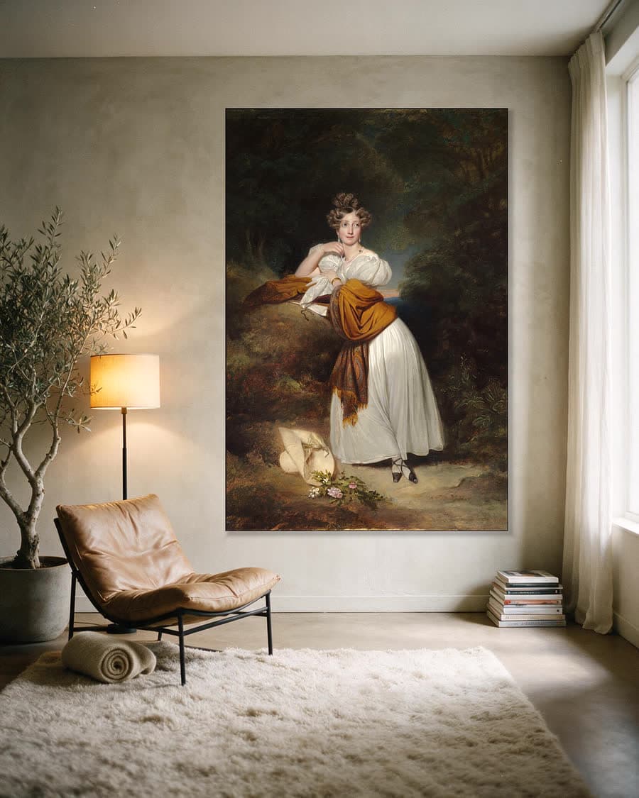 Sophie Guillemette, groothertogin van Baden (1801-1865) in een aluminium frame aan dezelfde muur