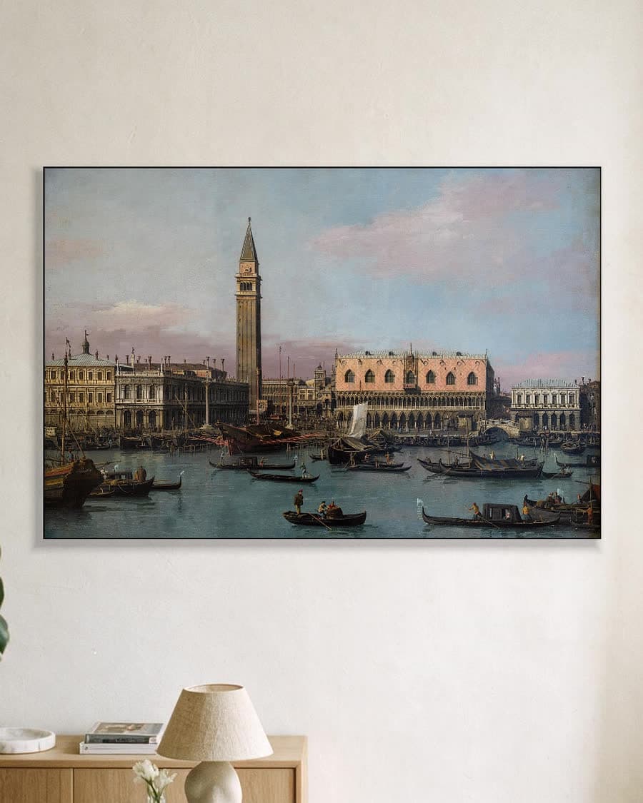 Gezicht op de Grand Canal Venetië in een aluminium frame aan dezelfde muur