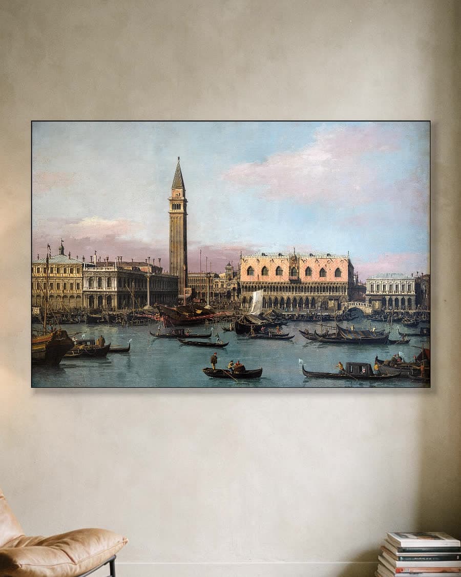 Gezicht op de Grand Canal Venetië in een aluminium frame aan dezelfde muur