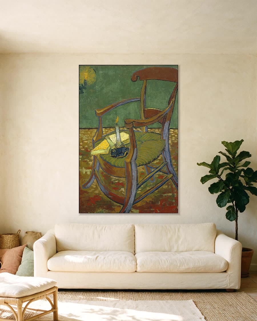 De stoel van Gauguin in een aluminium frame aan dezelfde muur