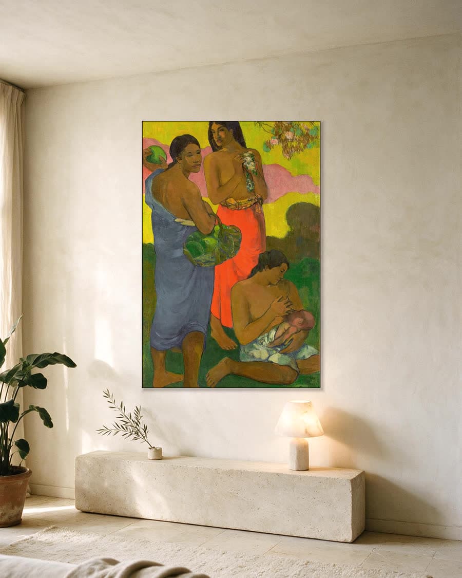 Moederschap II in een aluminium frame aan dezelfde muur