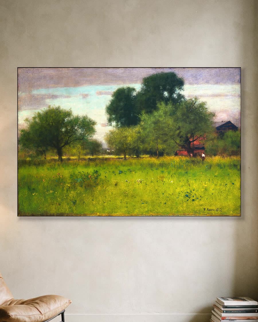 Appelboomgaard in een aluminium frame aan dezelfde muur