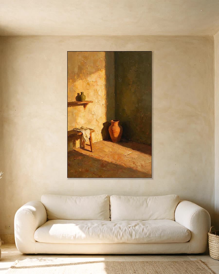 Hoek van de kamer in een aluminium frame aan dezelfde muur
