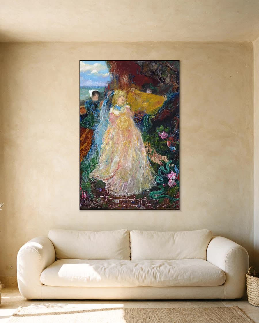 Hetaera (Venus van de zee) in een aluminium frame aan dezelfde muur