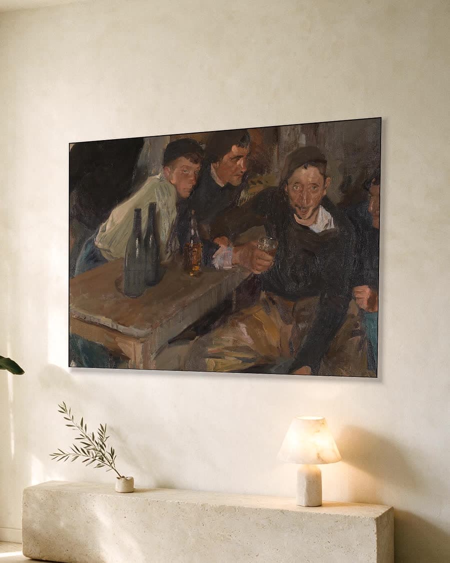 De dronkaard, Zarauz in een aluminium frame aan dezelfde muur