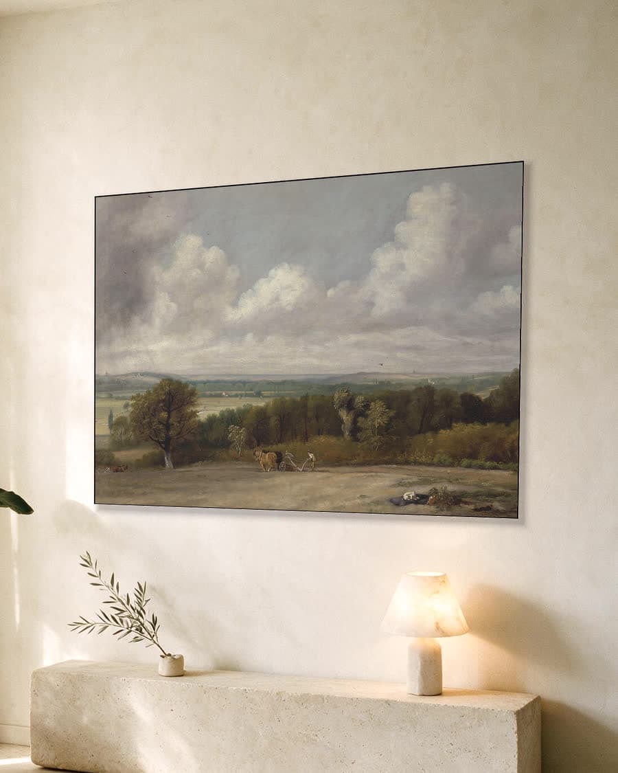Ploegen in Suffolk in een aluminium frame aan dezelfde muur