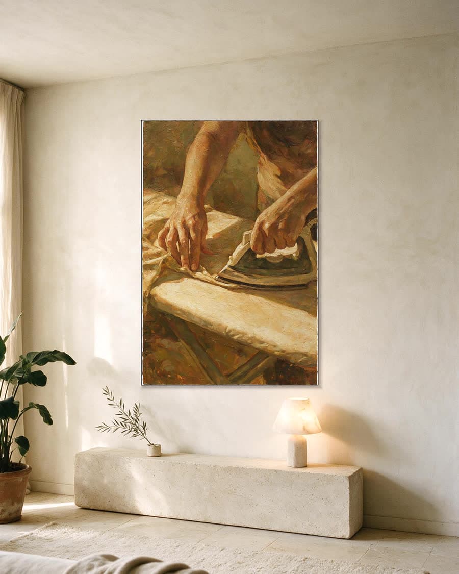 Strijken in een aluminium frame aan dezelfde muur