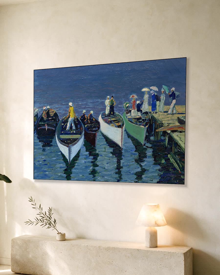 Feestdag op de Hudson in een aluminium frame aan dezelfde muur