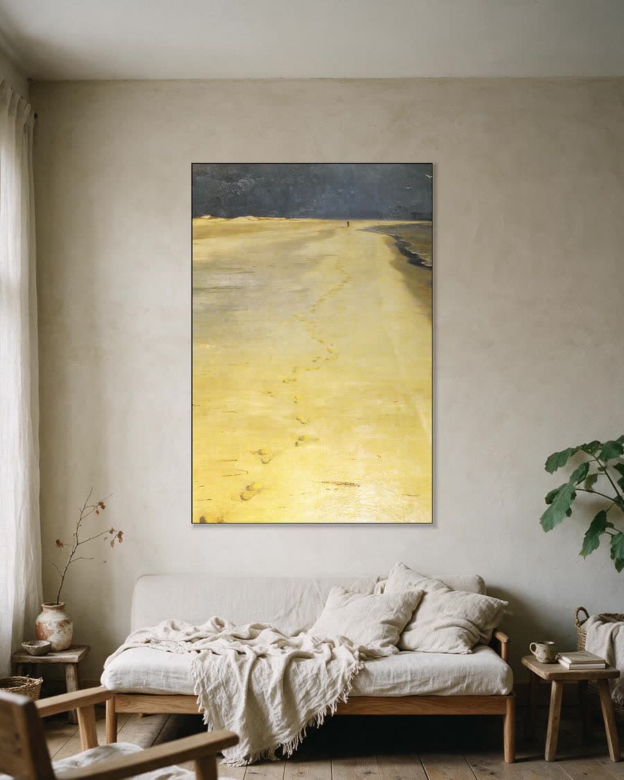 Vanaf het zuiderstrand van Skagen in een aluminium frame aan dezelfde muur