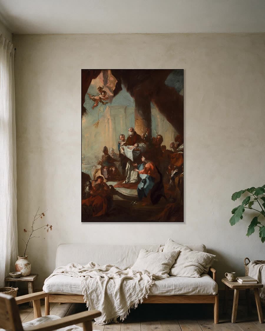 Studie voor De opdracht van Christus in de tempel, voor de Sint-Ulrichkerk in Wenen in een aluminium frame aan dezelfde muur
