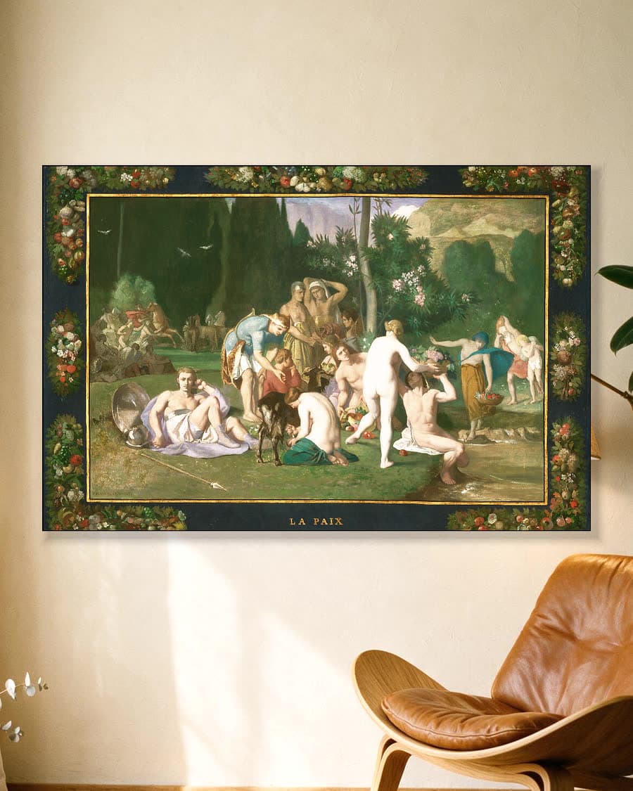 Vrede in een aluminium frame aan dezelfde muur