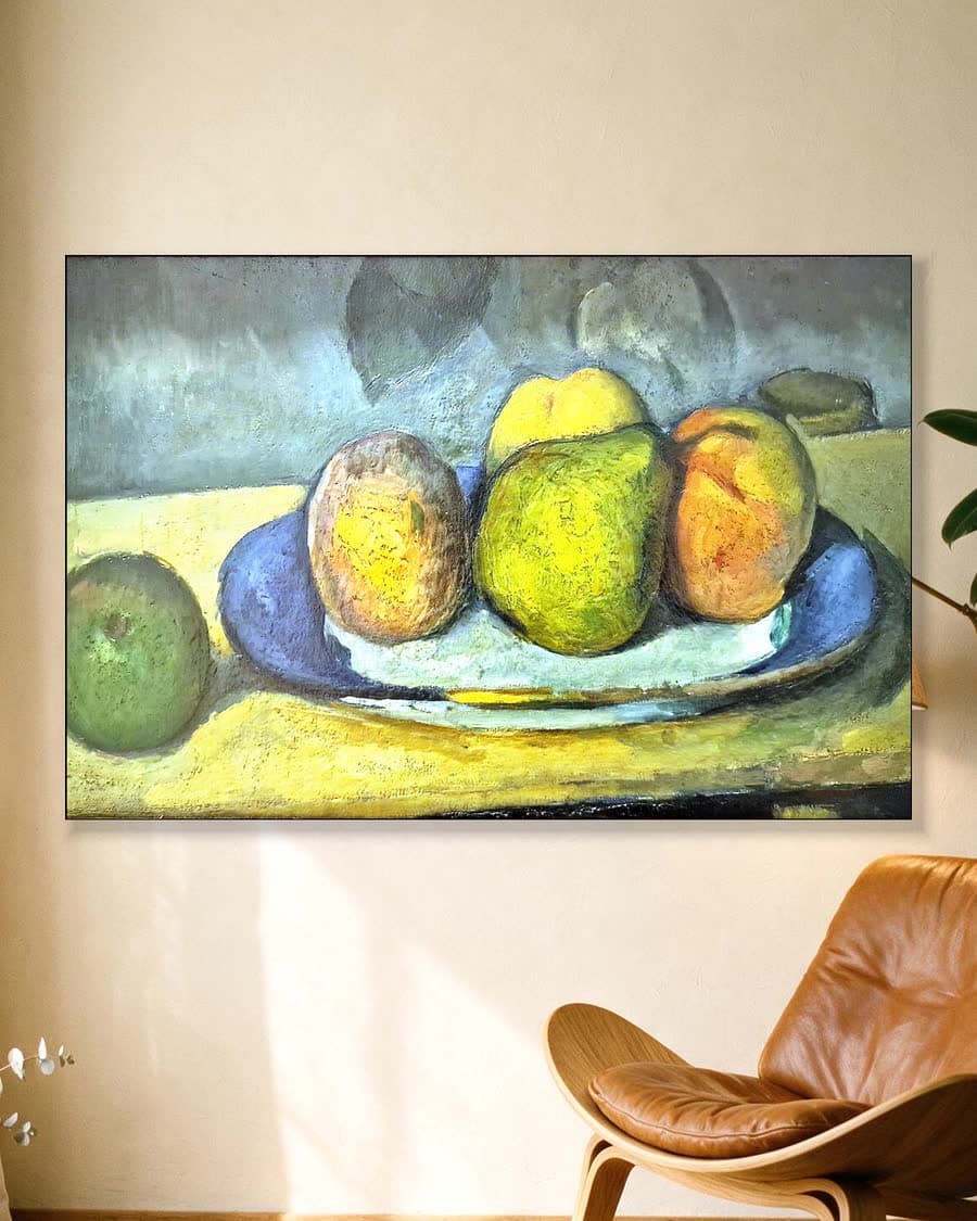 Vruchten in een aluminium frame aan dezelfde muur