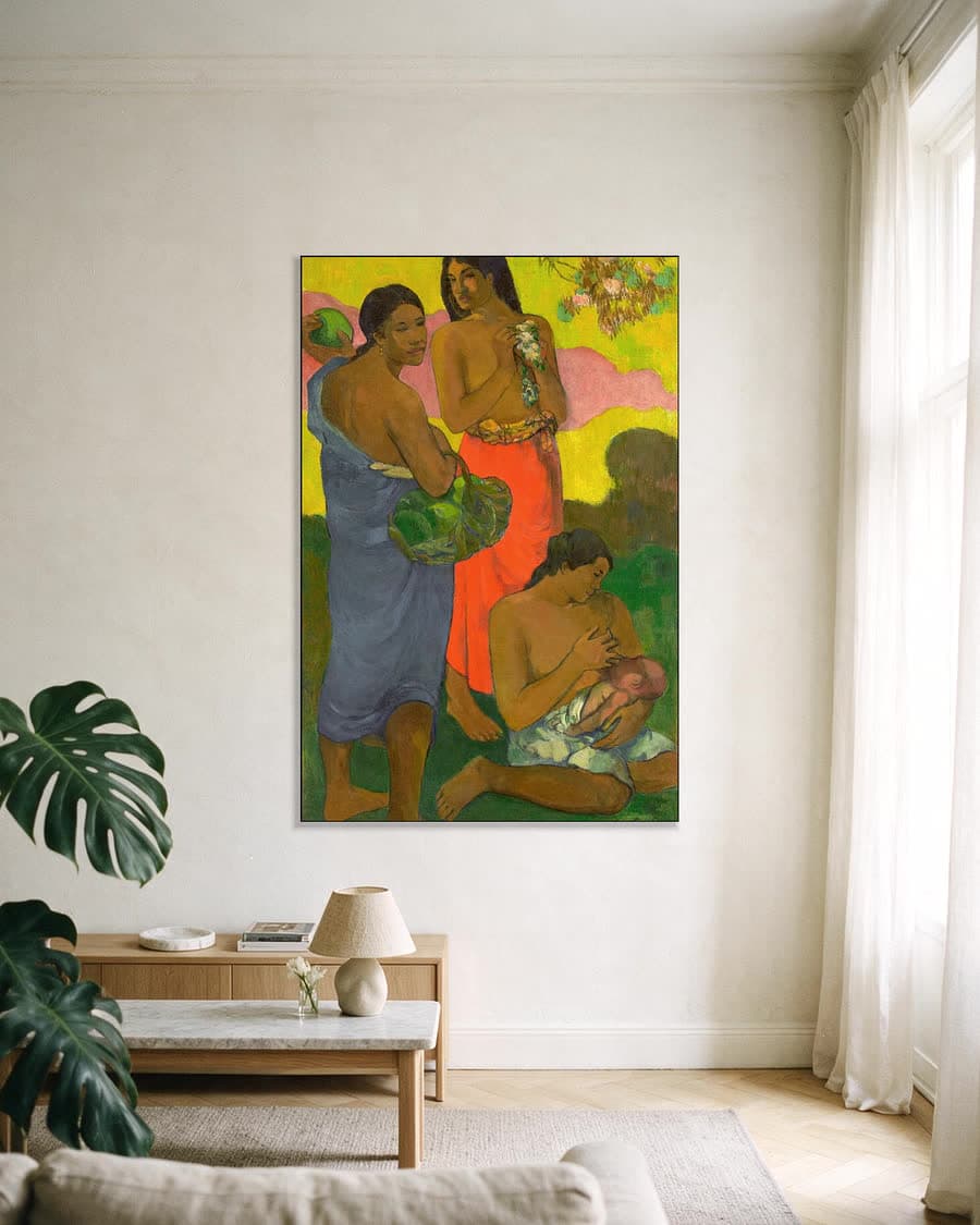 Moederschap II in een aluminium frame aan dezelfde muur