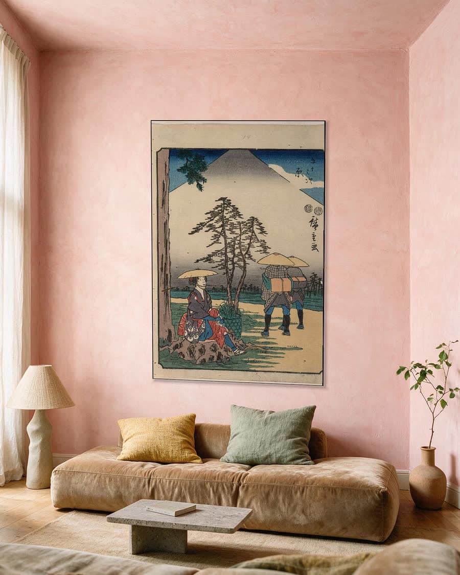 Hara (De drieënvijftig stations van de Tōkaidō) in een aluminium frame aan dezelfde muur