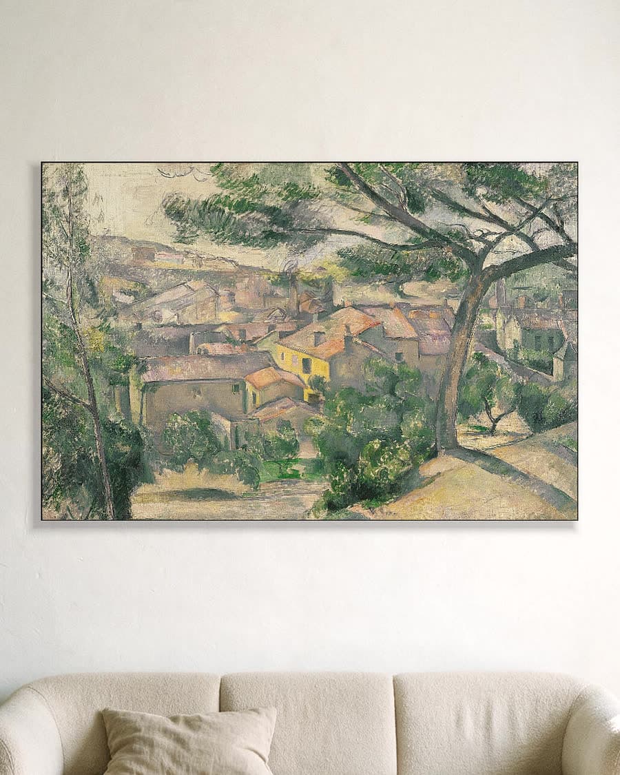 Ochtendlicht boven L'Estaque tegen de zon in in een aluminium frame aan dezelfde muur