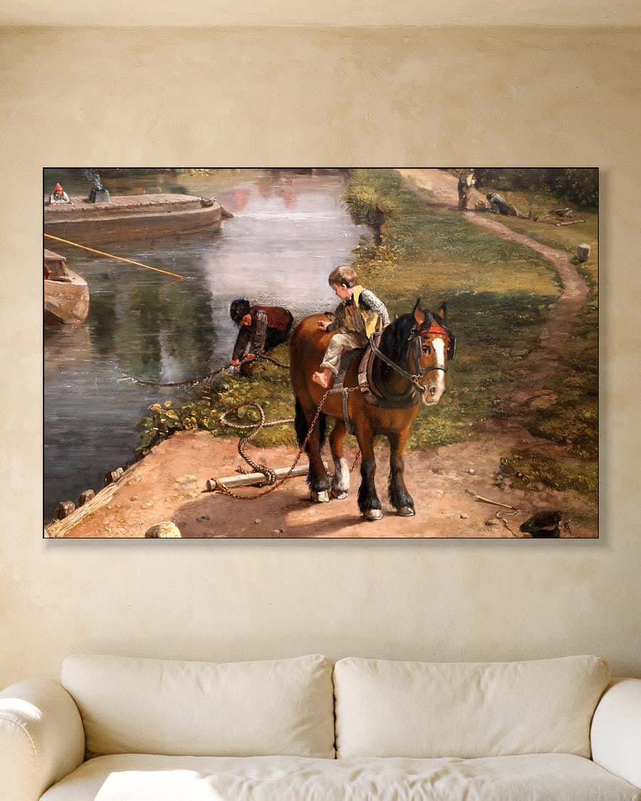 Flatford Mill in een aluminium frame aan dezelfde muur