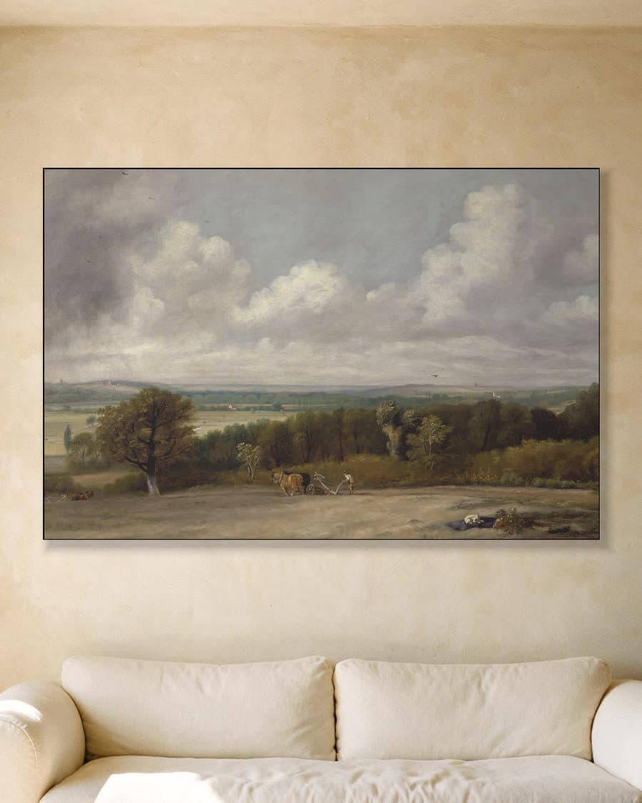 Ploegen in Suffolk in een aluminium frame aan dezelfde muur