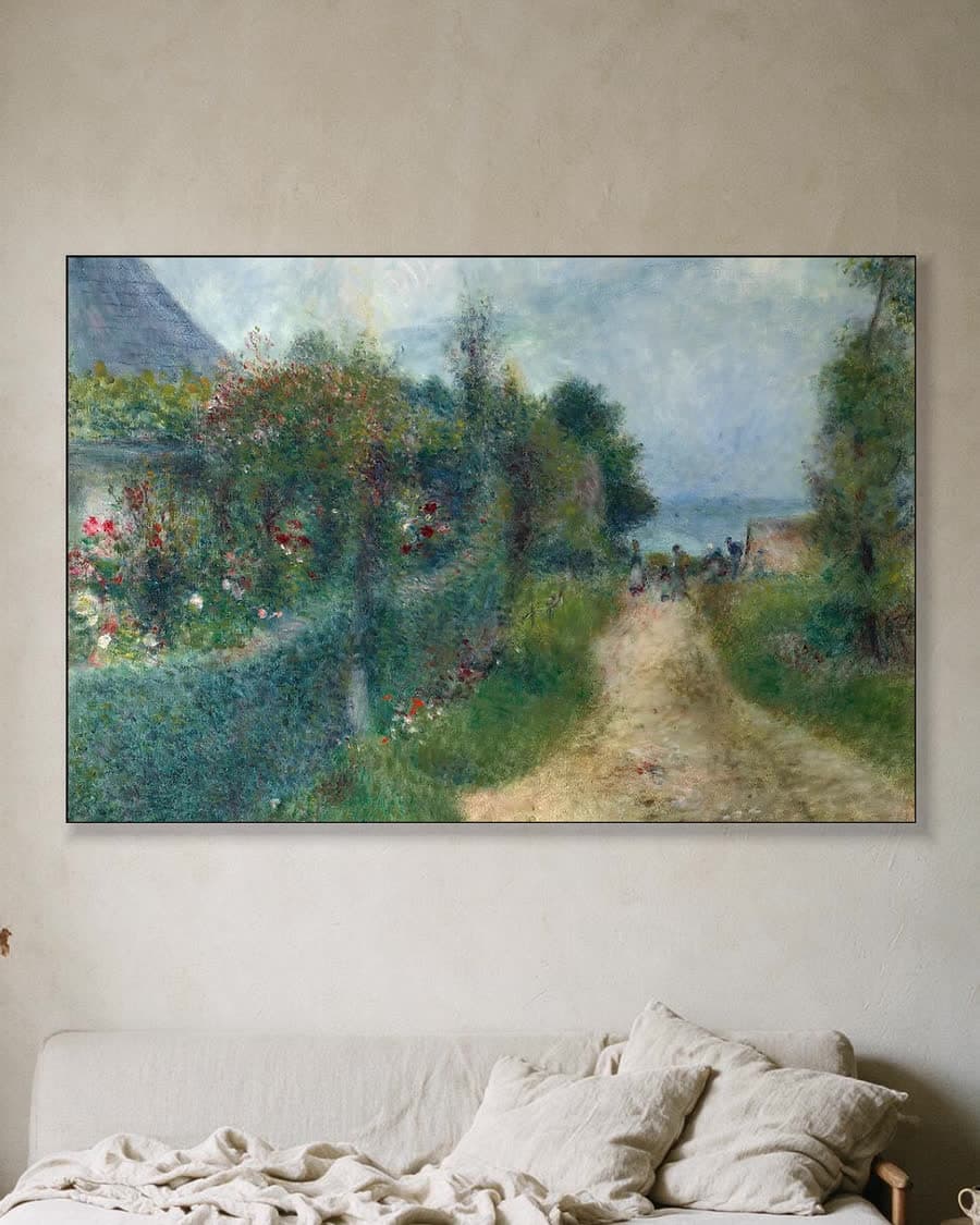 De weg bij Wargemont in een aluminium frame aan dezelfde muur