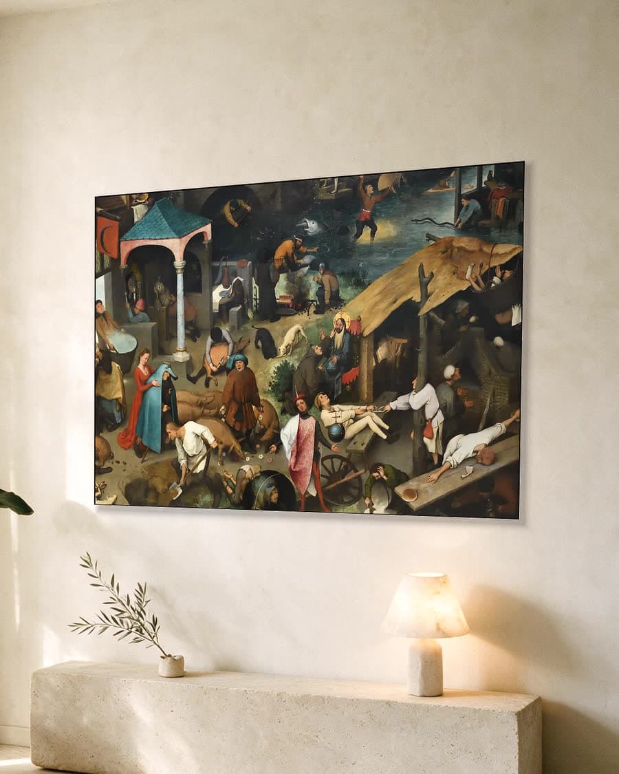 De Nederlandse spreekwoorden in een aluminium frame aan dezelfde muur