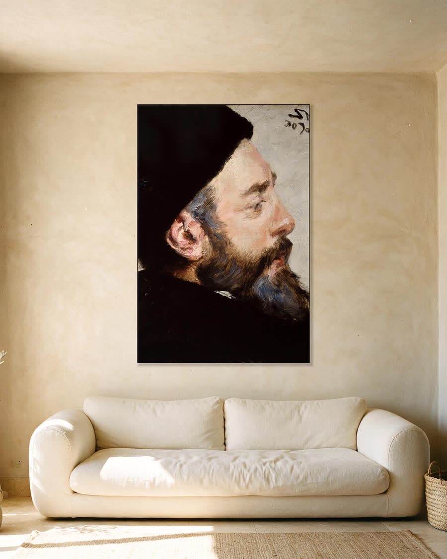 Henrik Pontoppidan in een aluminium frame aan dezelfde muur
