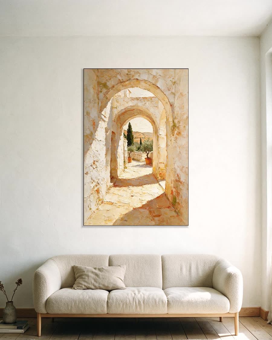 Doorgang met bogen in een aluminium frame aan dezelfde muur