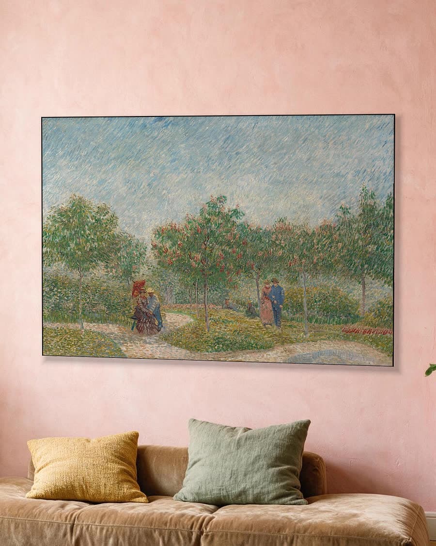 Tuin met verliefde paartjes, Square Saint-Pierre in een aluminium frame aan dezelfde muur
