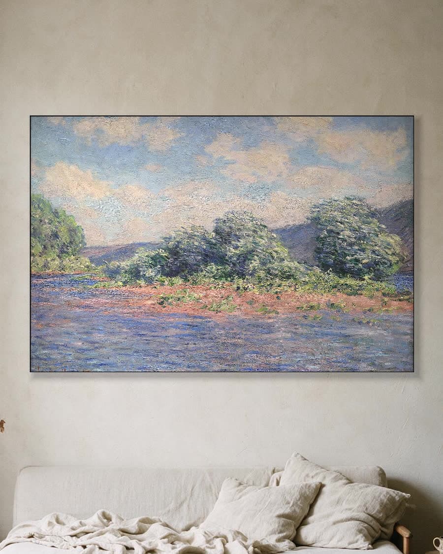 De Seine bij Port-Villez in een aluminium frame aan dezelfde muur
