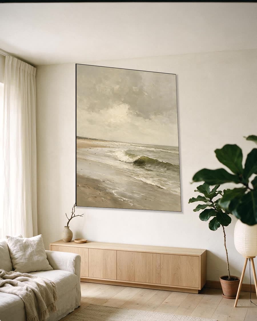 Golfslag in een aluminium frame aan dezelfde muur