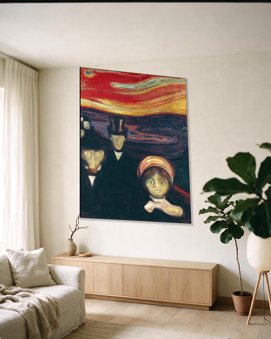 Angst in een aluminium frame aan dezelfde muur