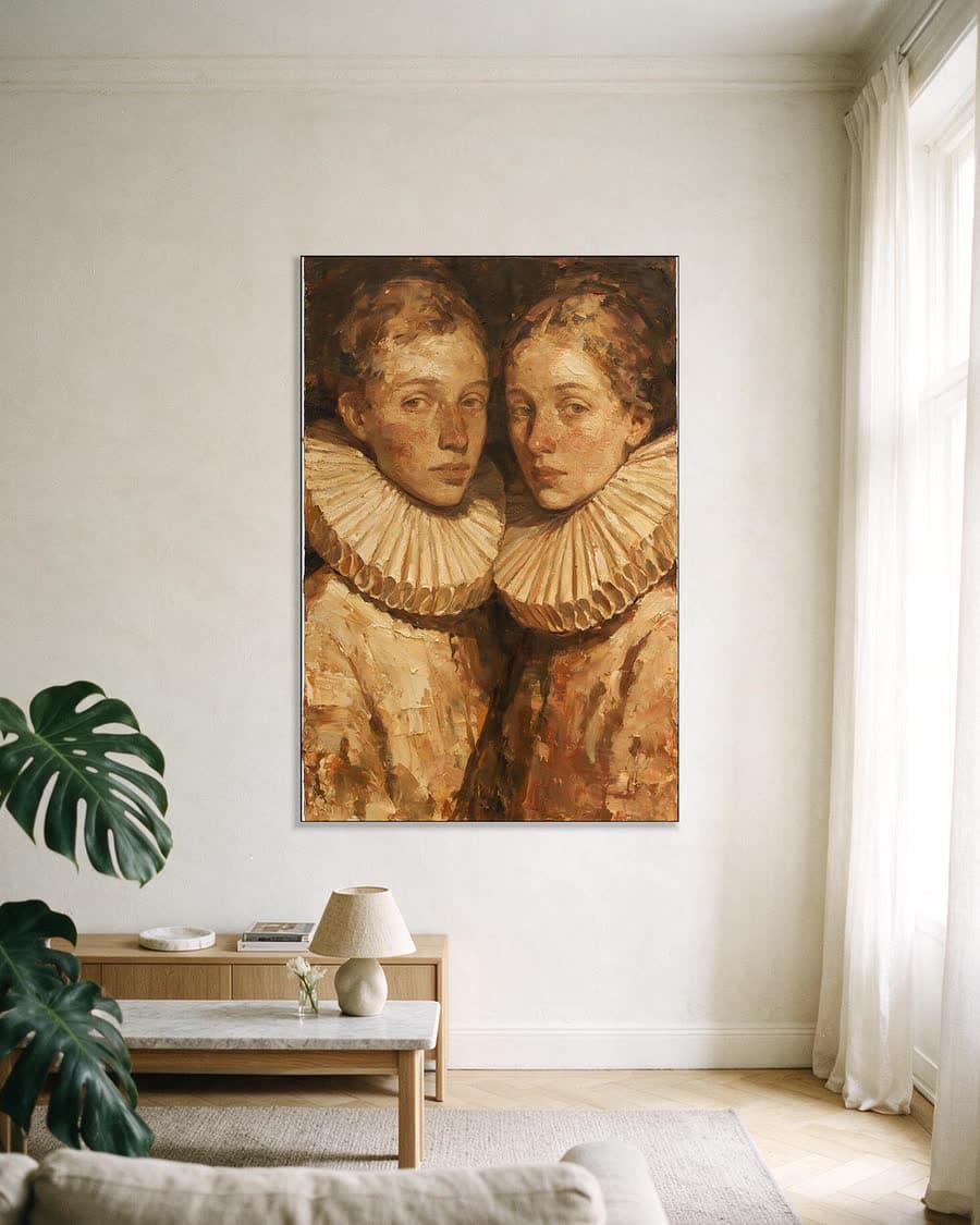 Twee kragen in een aluminium frame aan dezelfde muur
