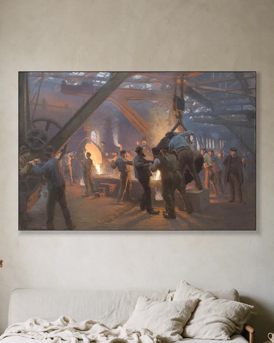 Uit de ijzergieterij van Burmeister og Wain in een aluminium frame aan dezelfde muur