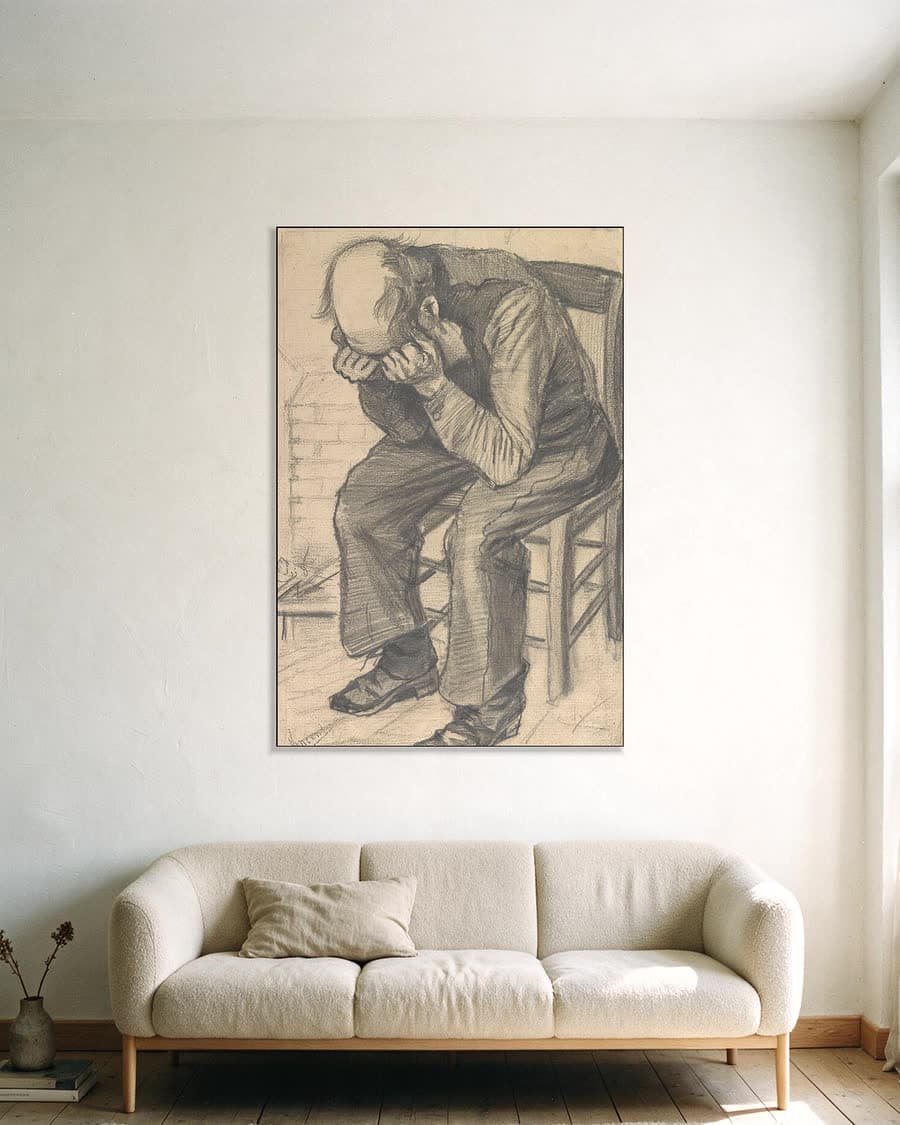 Uitgeput in een aluminium frame aan dezelfde muur