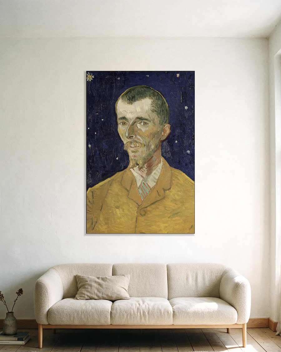 Portret van Eugène Boch in een aluminium frame aan dezelfde muur