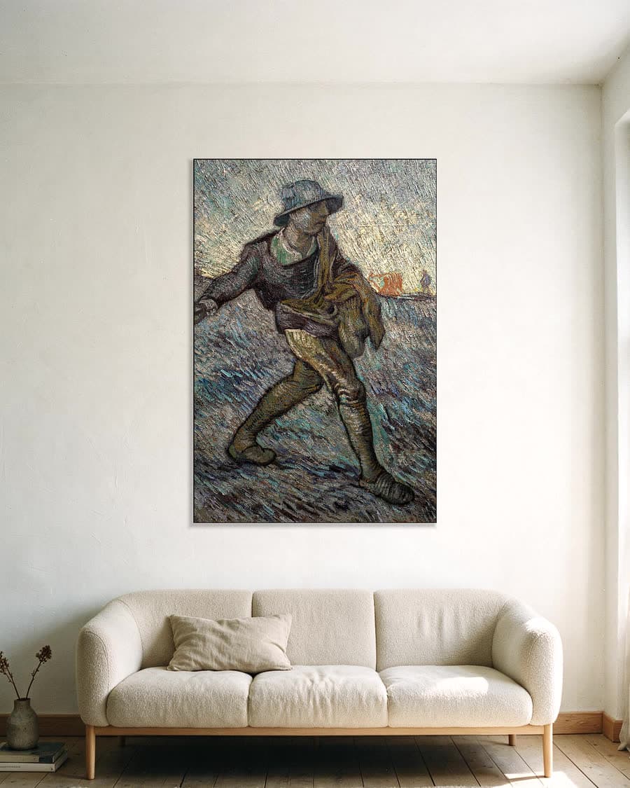 De zaaier in een aluminium frame aan dezelfde muur