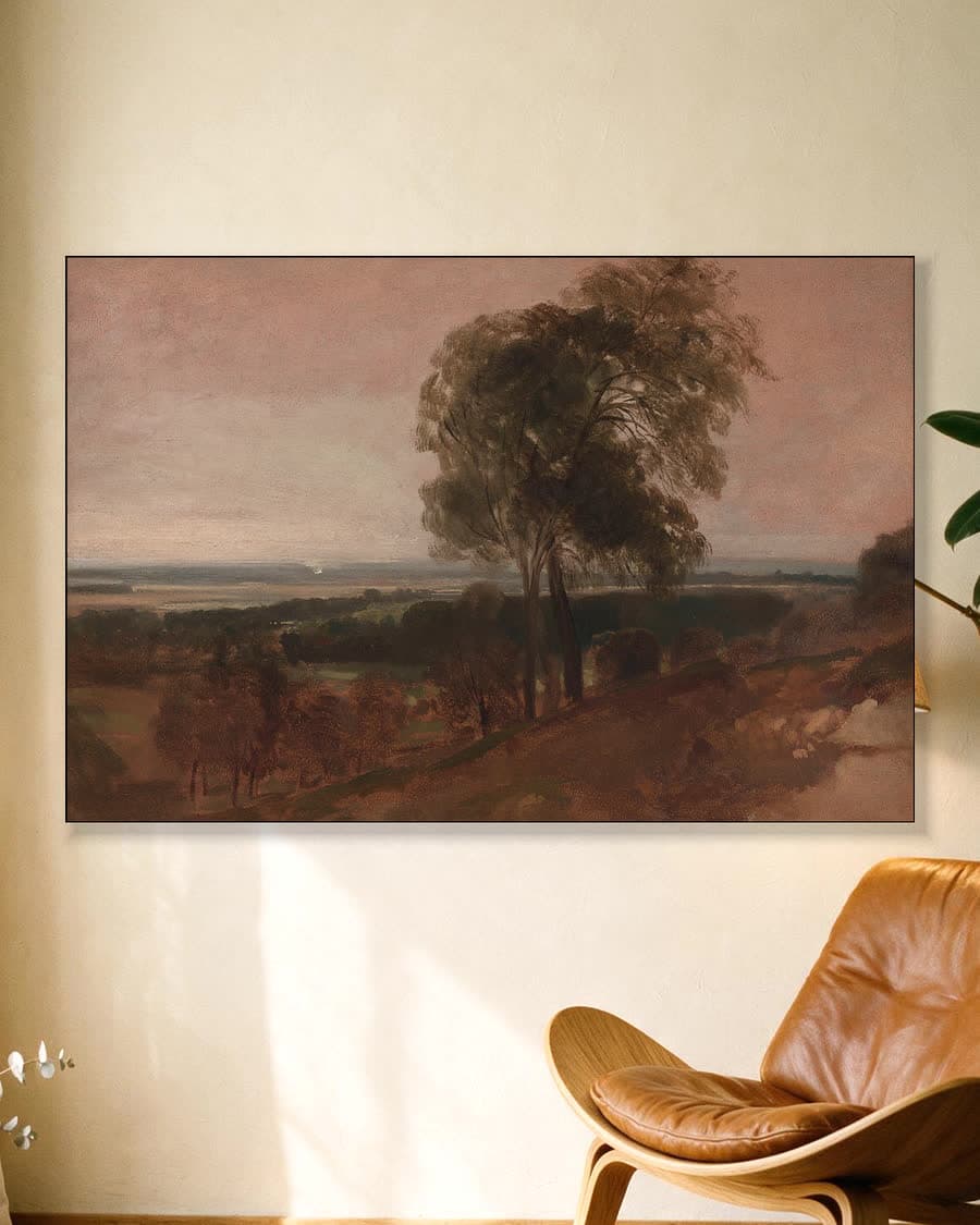 Uitzicht over de vallei in een aluminium frame aan dezelfde muur