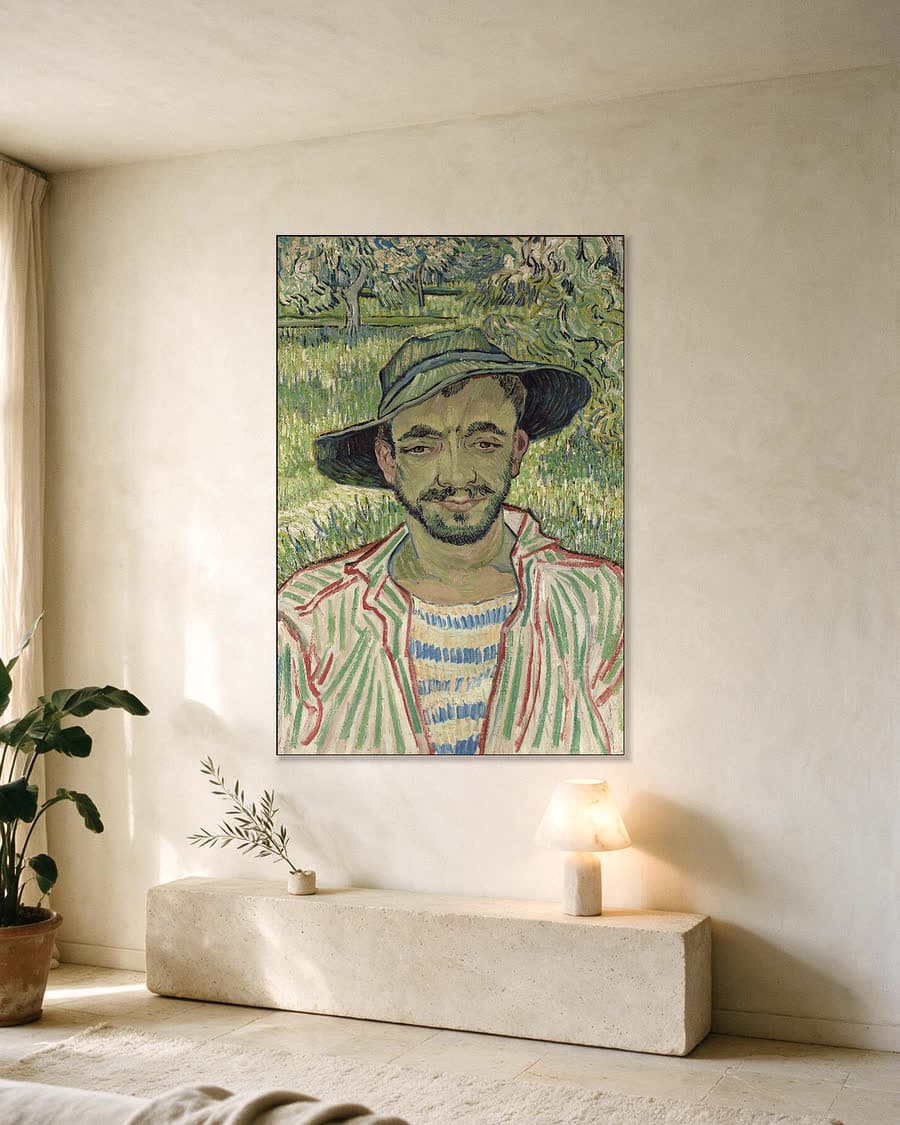 De tuinman in een aluminium frame aan dezelfde muur