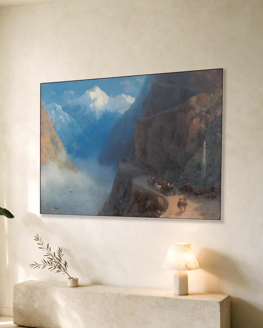 Van Mleta naar Gudauri in een aluminium frame aan dezelfde muur