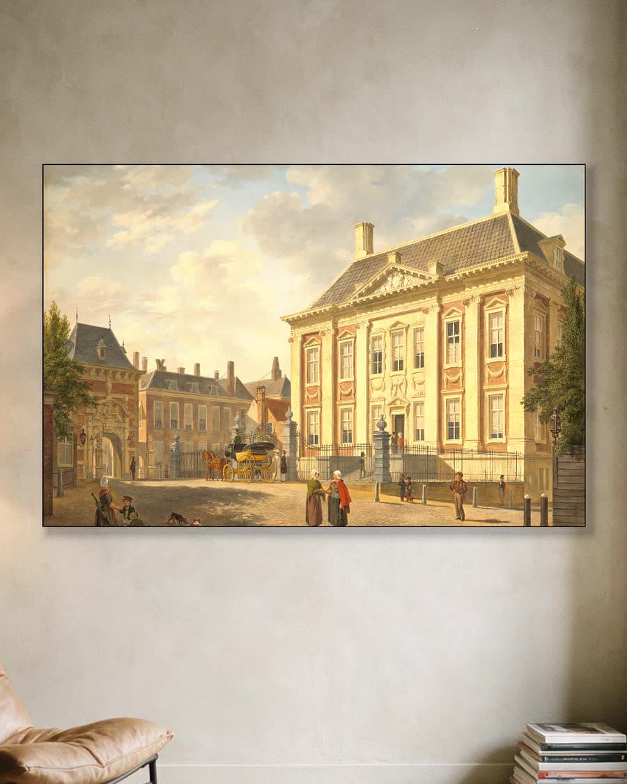 Het Mauritshuis in Den Haag in een aluminium frame aan dezelfde muur