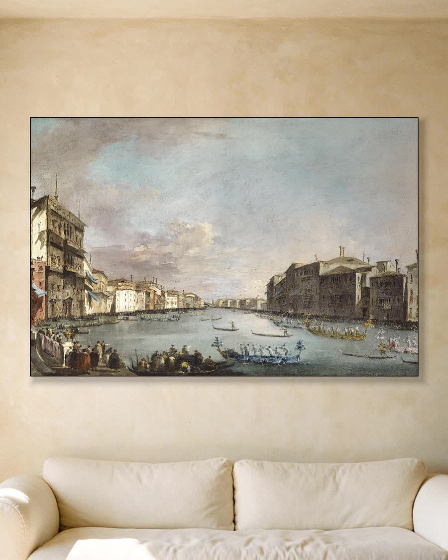 Venetiaanse Regatta op het Canal Grande in een aluminium frame aan dezelfde muur