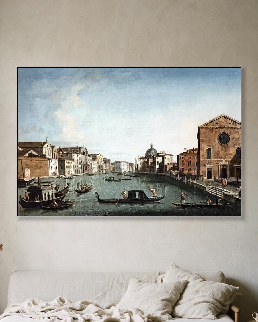 Venetiaans Kanaalgezicht in een aluminium frame aan dezelfde muur