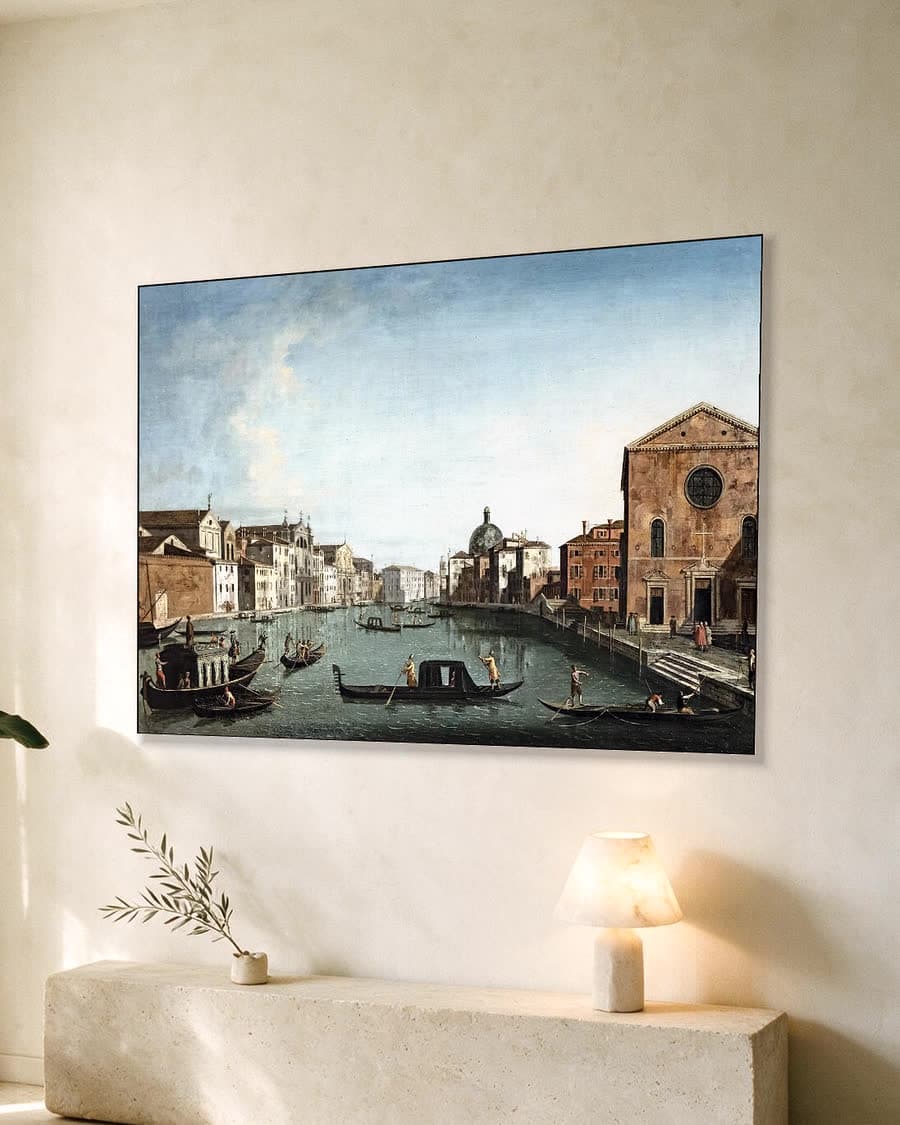 Venetiaans Kanaalgezicht in een aluminium frame aan dezelfde muur