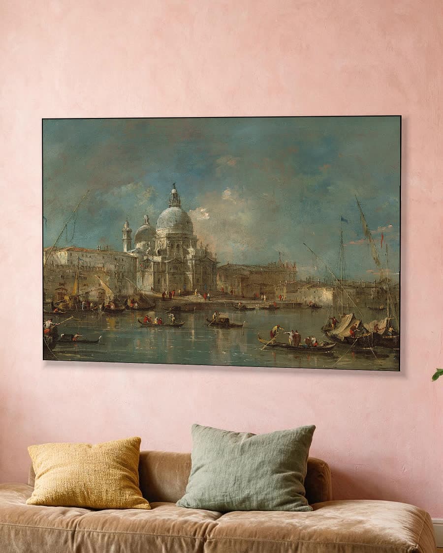 Venetië: Santa Maria della Salute aan het water in een aluminium frame aan dezelfde muur