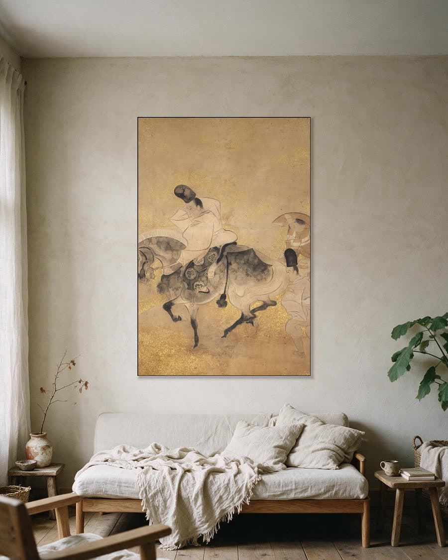 De oversteek bij Sano in een aluminium frame aan dezelfde muur