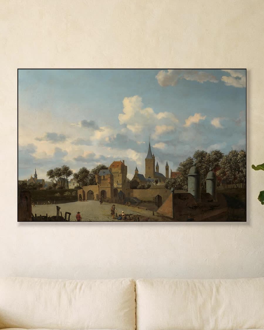 De Sankt Severin te Keulen in een gefantaseerd stadsgezicht in een aluminium frame aan dezelfde muur